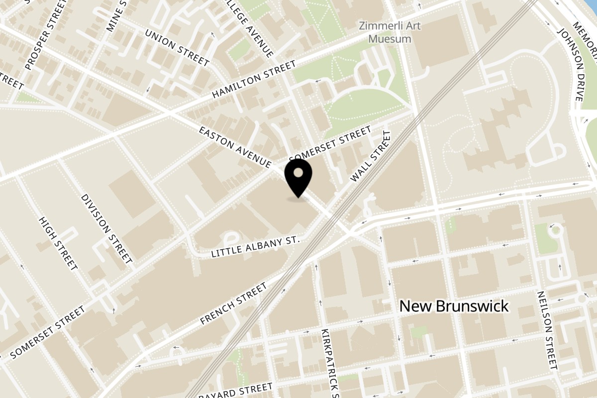 Map showing the location of KatiRoll by Bombay Spice New Brunswick on 12 Easton Ave in New Brunswick